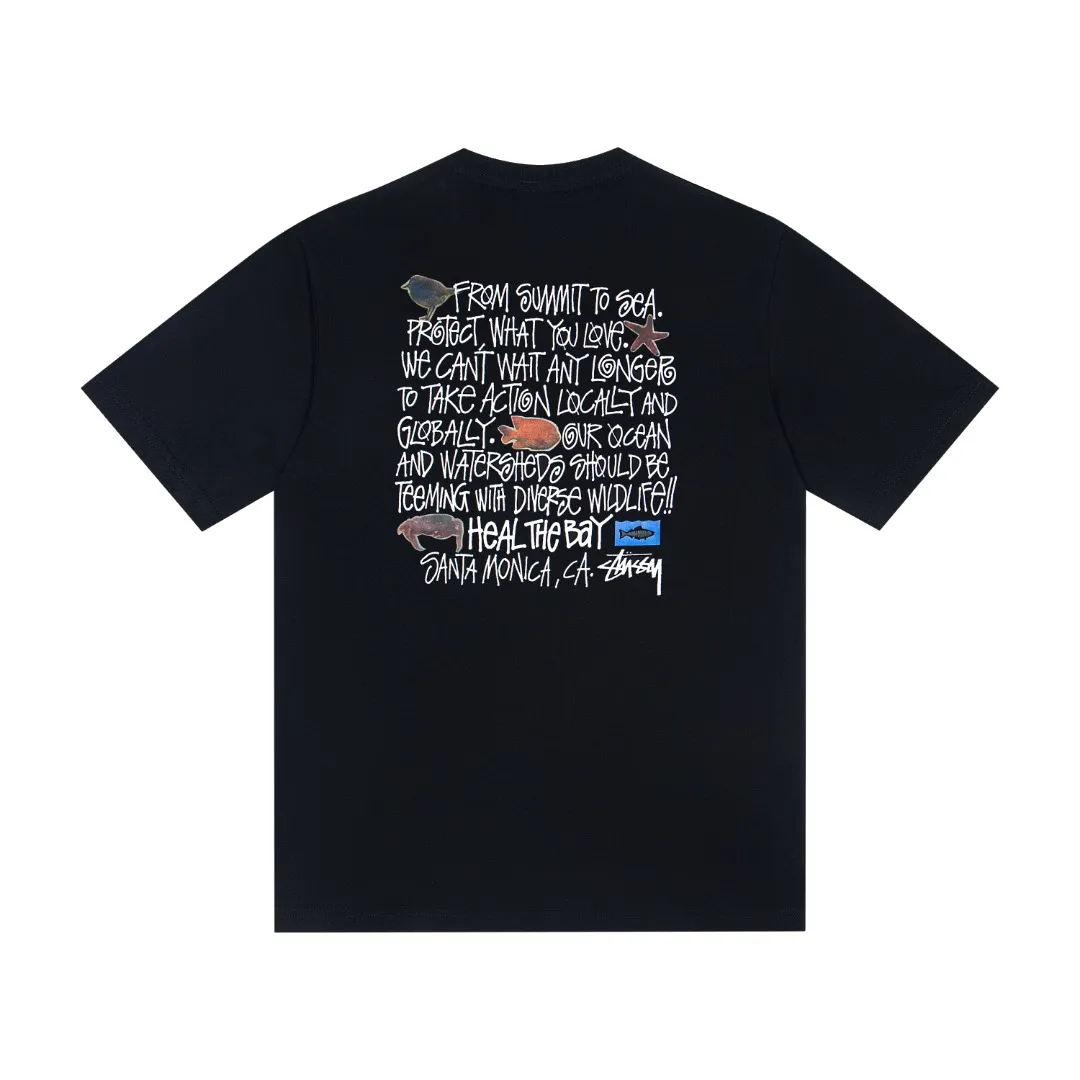 🔥 027# P55 （In Stock ） Stussy x Heal The Bay T Same Style ：Black White Size：S M L XL ： 260 ：